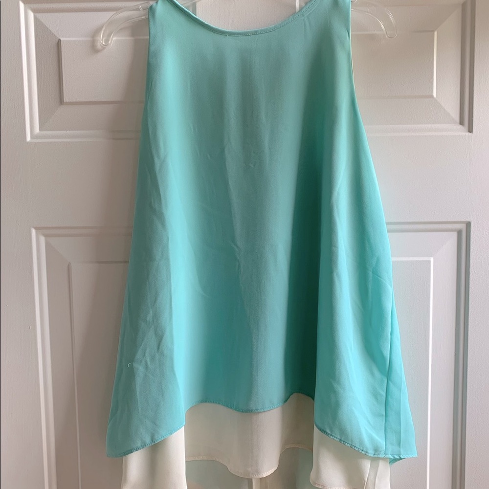 teal/cyan two tone tank